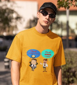 Diwali employee bonus printed diwali themed unisex round neck blended yellow t-shirt specially for diwali festival