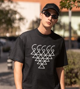 Saraswati yantra printed diwali themed unisex round neck blended black t-shirt specially for diwali festival