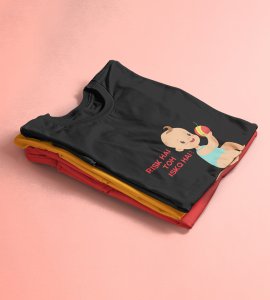Risk hai printed diwali themed unisex round neck blended black t-shirt specially for diwali festival