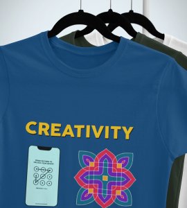 Creativity text printed diwali themed unisex round neck blended blue t-shirt specially for diwali festival