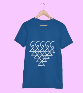 Saraswati yantra printed diwali themed unisex round neck blended blue t-shirt specially for diwali festival