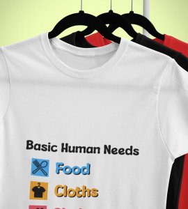 Basic human needs printed diwali themed unisex round neck blended white t-shirt specially for diwali festival