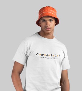 Chakli text printed diwali themed unisex round neck blended white t-shirt specially for diwali festival