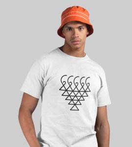 Saraswati yantra printed diwali themed unisex round neck blended white t-shirt specially for diwali festival