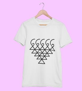 Saraswati yantra printed diwali themed unisex round neck blended white t-shirt specially for diwali festival