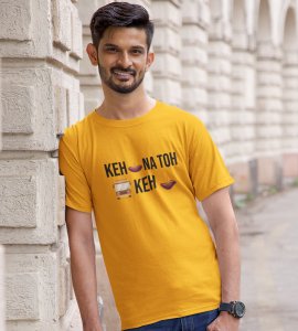 Keh diya na toh bas keh diya printed diwali themed unisex round neck blended yellow t-shirt specially for diwali festival