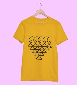 Saraswati yantra printed diwali themed unisex round neck blended yellow t-shirt specially for diwali festival