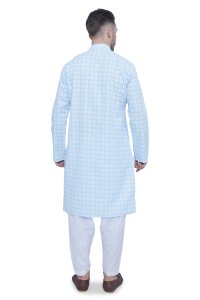 Sky Blue Cotton Men's Kurta - Cool Comfort for Every Occasion