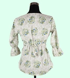 Refreshing Green Florals on Cream - Women's Classic and Stylish Top