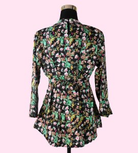 Women's Black Round Neck Top with Mix Floral Print - Stylish and Versatile