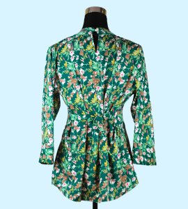 Women's Green Round Neck Top with Floral Print - Refreshing and Chic