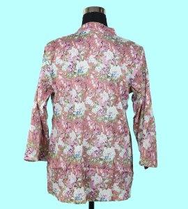Women's Round Neck Top in Peach Floral Color - Graceful and Chic