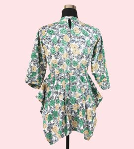 Women's Green Top with Multiple Floral Prints - Versatile and Elegant