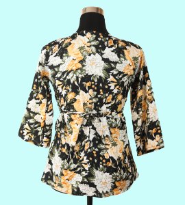 Women's Floral V-Neck Top in Light Orange - Fresh and Stylish Fashion Choice