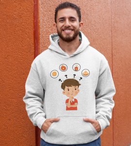A child thinking printed diwali themed White Hoodie specially for diwali festival