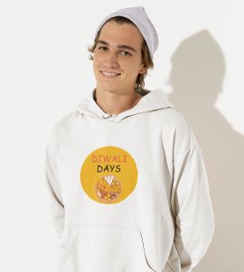 A plate of sweets printed diwali themed White Hoodie specially for diwali festival