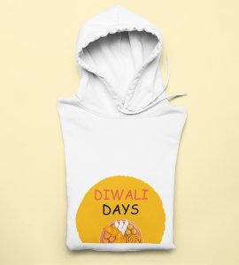 A plate of sweets printed diwali themed White Hoodie specially for diwali festival