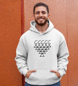 Saraswati yantra printed diwali themed unisex round neck blended WHITE Hoodie specially for diwali festival