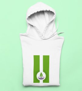 Go green diwali printed diwali themed White Hoodie specially for diwali festival