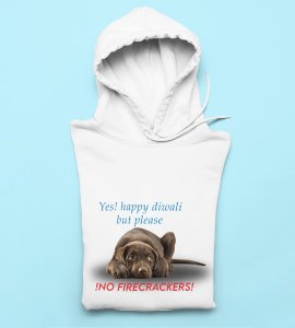 No harm to animal, diwali themed White Hoodie specially for diwali festival