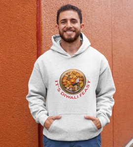 It's diwali feast printed diwali themed White Hoodie specially for diwali festival