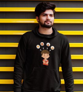 A child thinking printed diwali themed black Hoodie specially for diwali festival