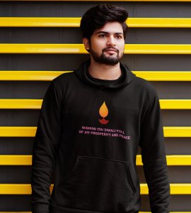 Wishing you printed diwali themed black Hoodie specially for diwali festival