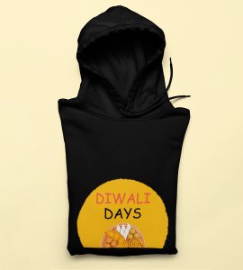 A plate of sweets printed diwali themed black Hoodie specially for diwali festival