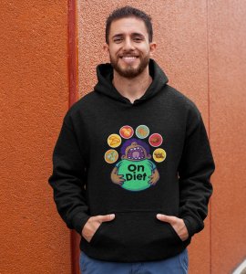 Animated fatty boy printed diwali themed black Hoodie specially for diwali festival