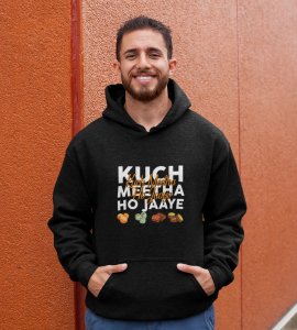 Kuch meetha ho jaye printed diwali themed black Hoodie specially for diwali festival