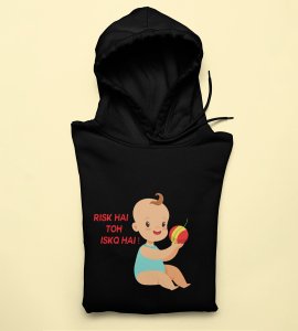 Risk hai printed diwali themed black Hoodie specially for diwali festival