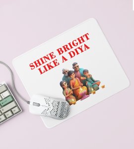 Shine Bright Like A Diya Mouse Pad - Family Celebrating Diwali, Festival, Family