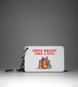 Shine Bright Like A Diya Keychain - Family Celebrating Diwali(Pack Of 2)
