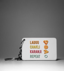 Festive Feast Keychain - Ladoo, Chakli, Karanji & Repeat(Pack Of 2)