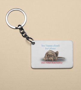 Cute Dog Diwali Keychain - Yes Happy Diwali, But Please No Firecracker(Pack Of 2)