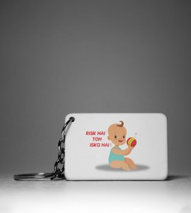 Diwali Funny Meme Keychain - Risk Hai To Ishq Hai(Pack Of 2)