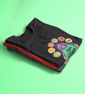 A fatty animated boy printed diwali themed unisex round neck blended black t-shirt specially for diwali festival