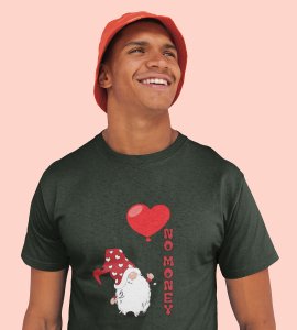 No Money: Cute Santa No Money Christmas T-shirt (Green) - BPA-Free, Leak-Proof Printed - Ideal for Festive Outdoor Adventures Gift