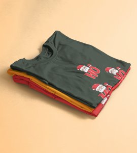 Santas Classic Laugh Printed T-shirt ,(Green) Christmas Edition Printed T-shirt |Best Gift For Friends Family Boys Girls