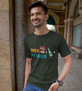 Deer Or Beer: Beautifully Crafted T-shirts(Green) Best Gift for Boys Girls