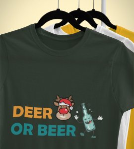 Deer Or Beer: Beautifully Crafted T-shirts(Green) Best Gift for Boys Girls
