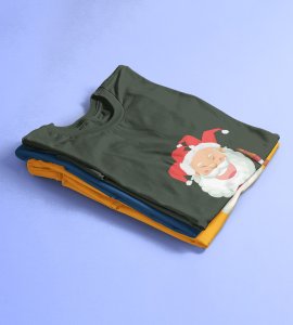 Drunkard Santa : Amazingly Printed T-shirt (Green) Best Gift For Christmas Celebration