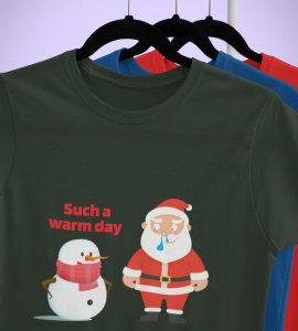 Sneezy Santa: Funny & Cute Printed T-shirt (Green) Perfect Gift For Secret Santa