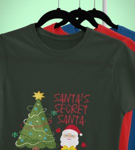Santa's Secret Santa: Elegantly Printed T-shirt (Green) Perfect Gift For Secret Santa