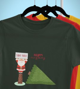 Eco-Friendly Santa: Beautifully Printed T-shirt (Green) Exclusive Gift For Boys Girls