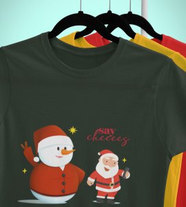 Selfie Santa: Cute Printed T-shirt (Green) Elegant Gift For Kids