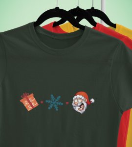 Gift + Winter = Christmas : Romantic Printed T-shirt (Green) Amazing Gift For Boys Girls