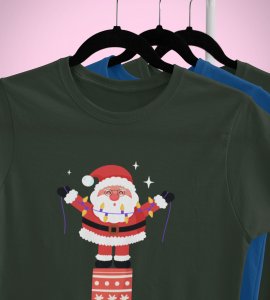 Santa On His Gifts : Best Santaclaus Printed T-shirt (Green) Best Gift For Secret Santa