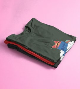 Santa Stucked In Chimeny : Best Printed T-shirt Botttle (Green) Christmas's Best Gift For Boys Girls