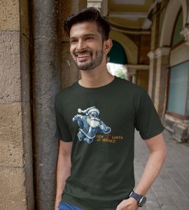 Gen-z Santa At Service : Printed T-shirt (Green) Best Gift For Boys Girls